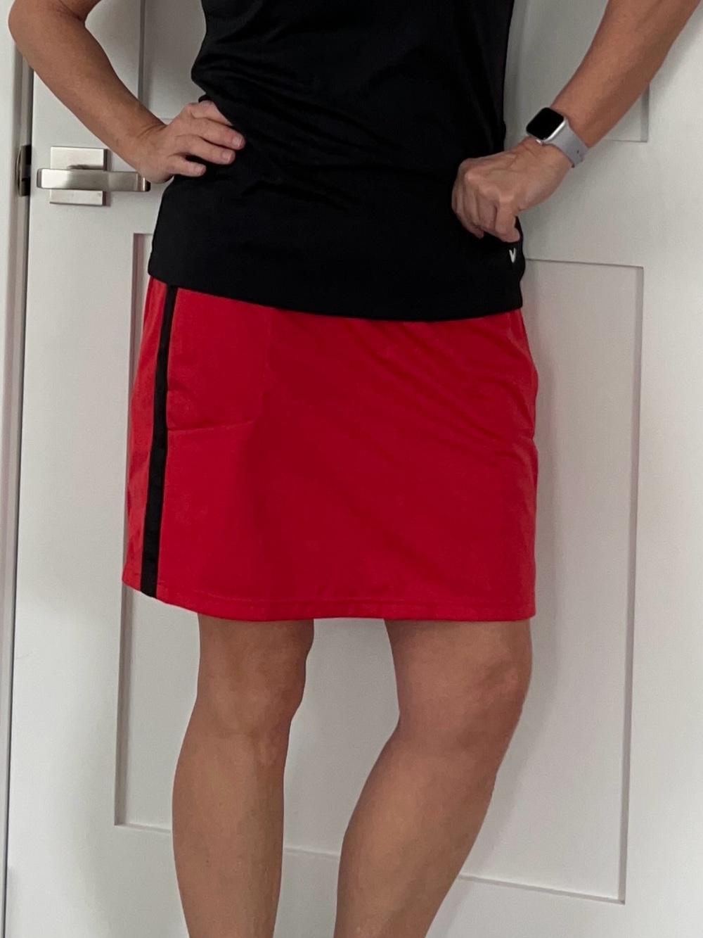 Ralph Lauren Red Mini Skort with Black Side Stripe